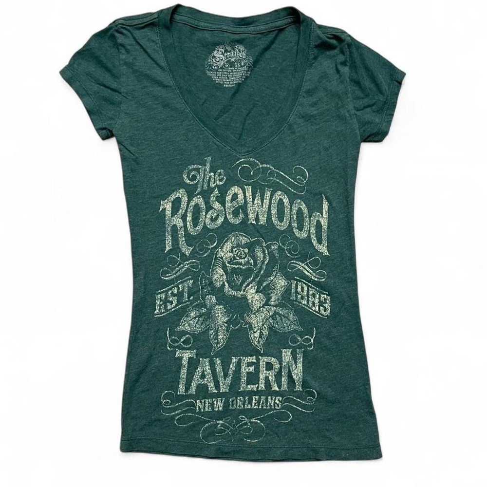 Stranded Rosewood Tavern New Orleans Graphic Tee Women XS Green Excellent Rose